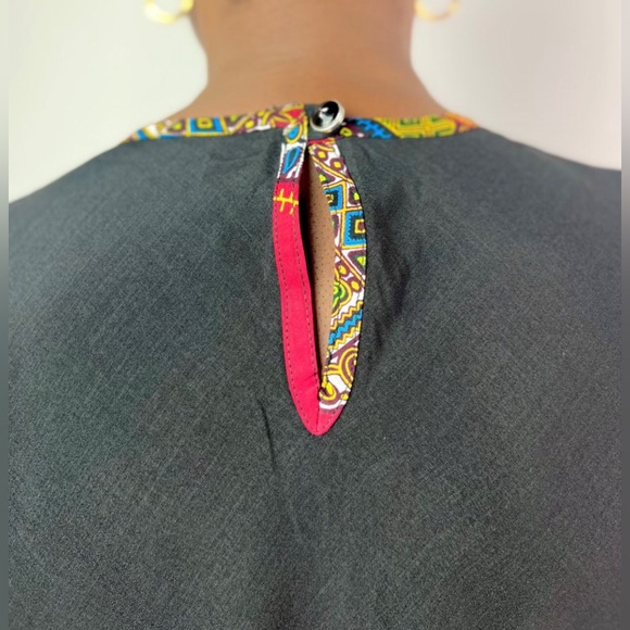 Black Dashiki Detail Maxi Ruffle Sleeve Dress - Picture 7 of 8